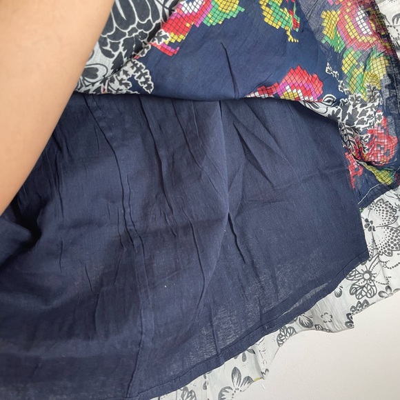 Jasmine Womens Boho Navy Floral Pixel-Print Smocked Mini Skirt Size Small NWT - Picture 8 of 12